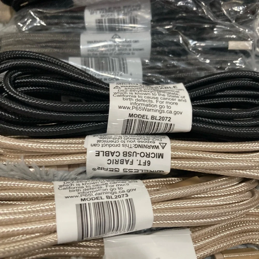 Lot of 30 Wireless Gear Fabric micro USB cables
